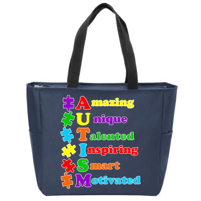 Inspiring Autism Awareness Amazing Smart Unique Puzzle Zip Tote Bag