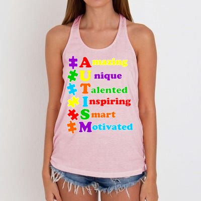 Inspiring Autism Awareness Amazing Smart Unique Puzzle Women's Knotted Racerback Tank