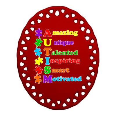 Inspiring Autism Awareness Amazing Smart Unique Puzzle Ceramic Oval Ornament