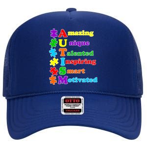 Inspiring Autism Awareness Amazing Smart Unique Puzzle High Crown Mesh Back Trucker Hat