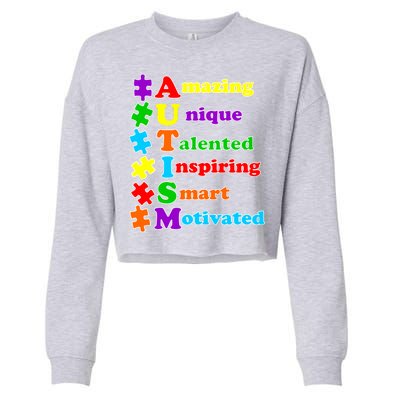 Inspiring Autism Awareness Amazing Smart Unique Puzzle Cropped Pullover Crew