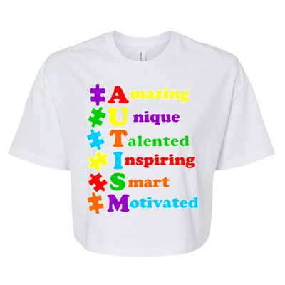 Inspiring Autism Awareness Amazing Smart Unique Puzzle Bella+Canvas Jersey Crop Tee