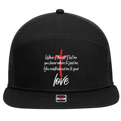 Inspiring Christian Quote Faith Cross 7 Panel Mesh Trucker Snapback Hat