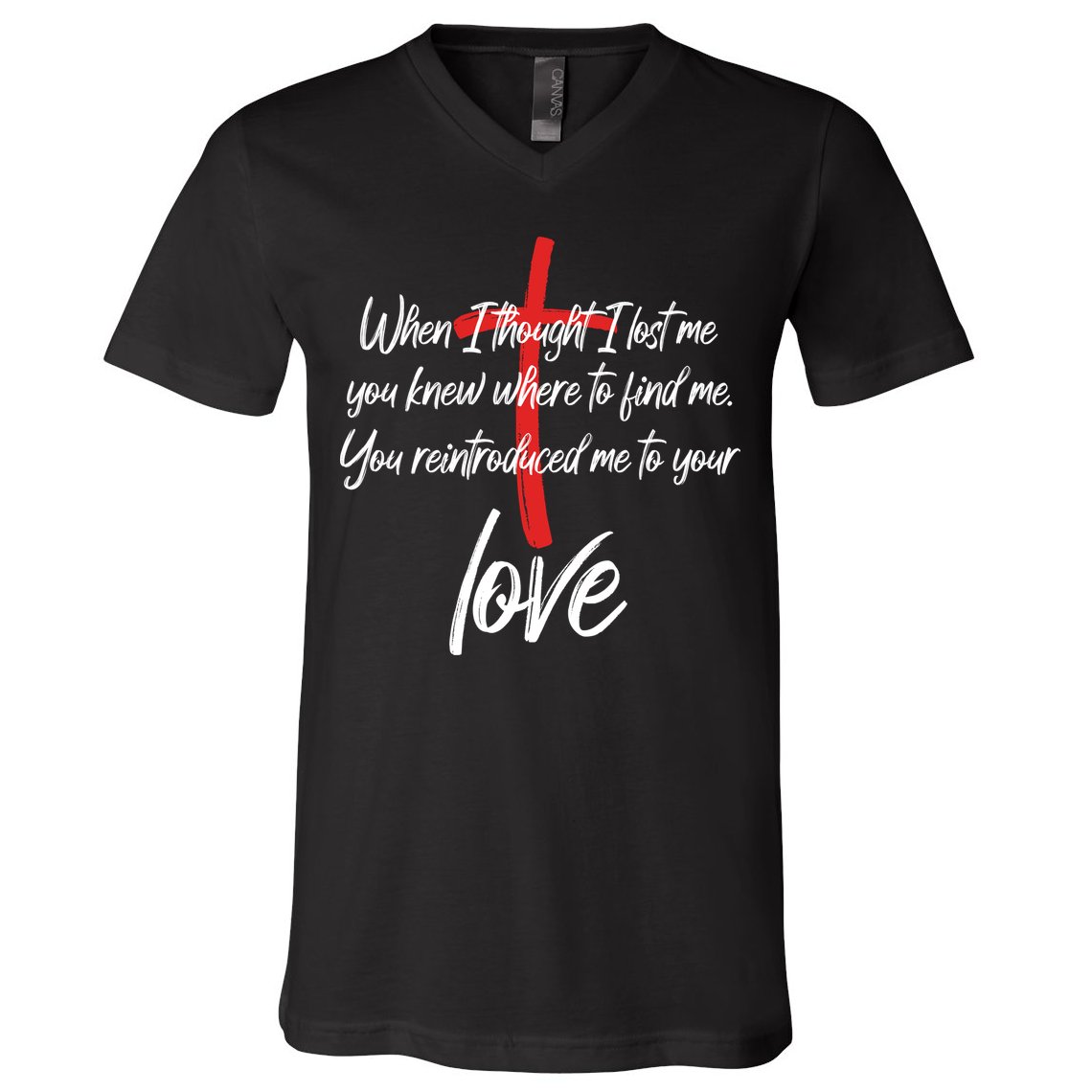 Inspiring Christian Quote Faith Cross V-Neck T-Shirt