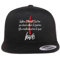 Inspiring Christian Quote Faith Cross Flat Bill Trucker Hat