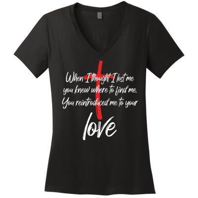 Inspiring Christian Quote Faith Cross Women's V-Neck T-Shirt