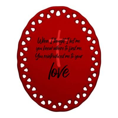 Inspiring Christian Quote Faith Cross Ceramic Oval Ornament