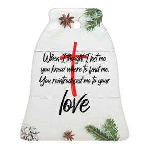 Inspiring Christian Quote Faith Cross Ceramic Bell Ornament