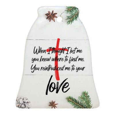 Inspiring Christian Quote Faith Cross Ceramic Bell Ornament