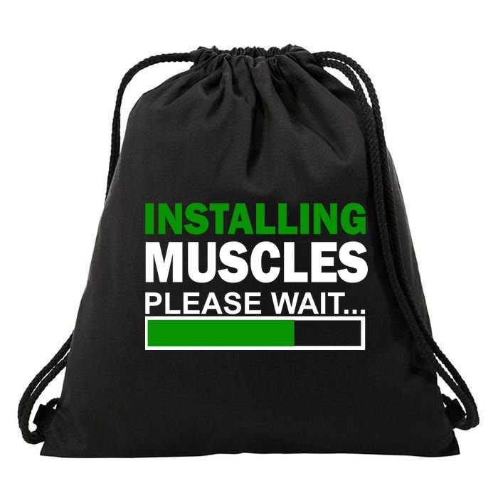 Installing Muscles Please Wait... Drawstring Bag
