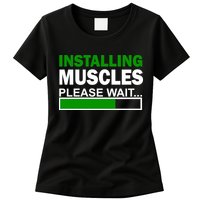 Installing Muscles Please Wait... Womens T-Shirt
