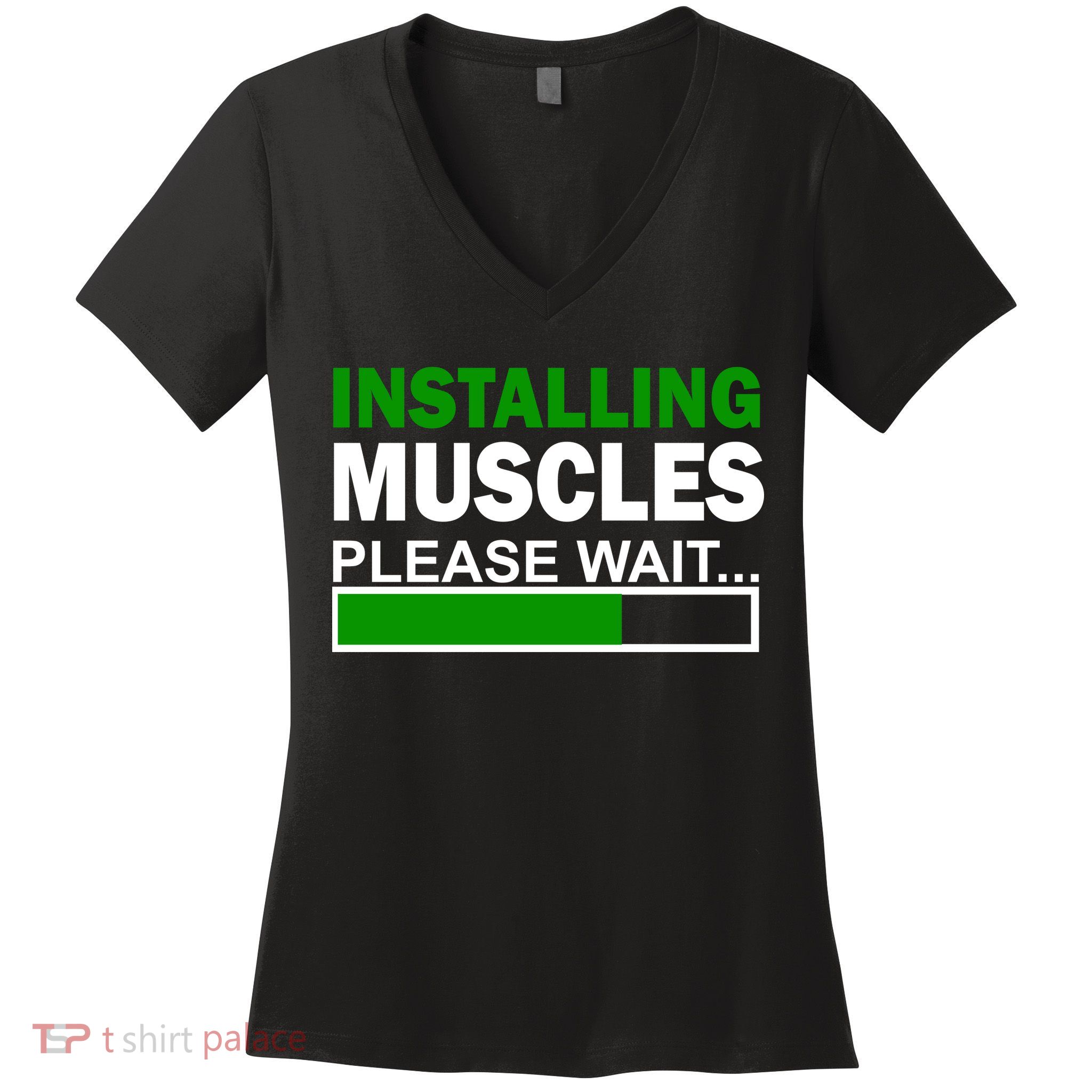 Installing Muscles Please Wait... Women's V-Neck T-Shirt