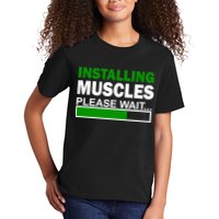 Installing Muscles Please Wait... Kids T-Shirt