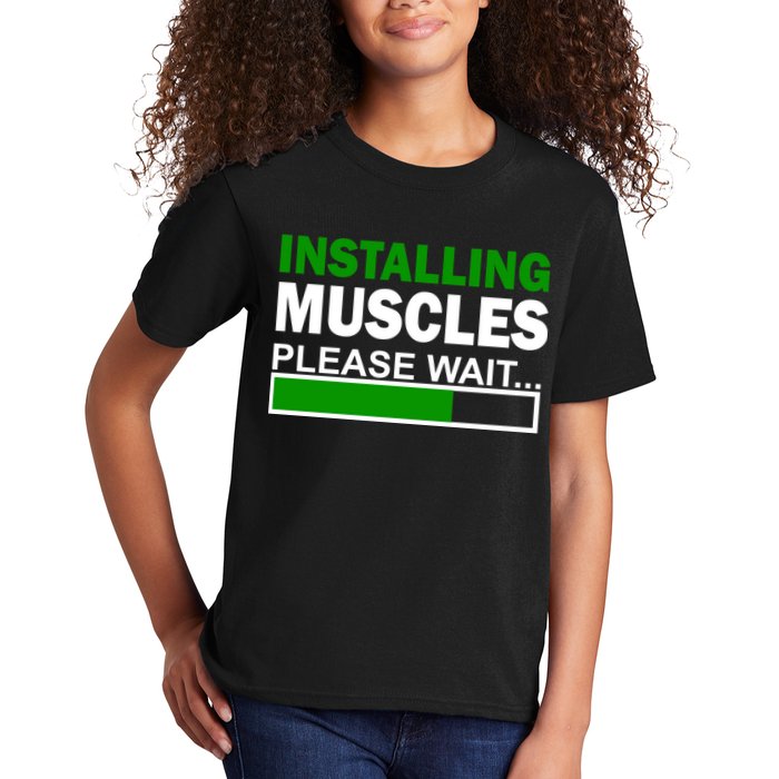 Installing Muscles Please Wait... Kids T-Shirt