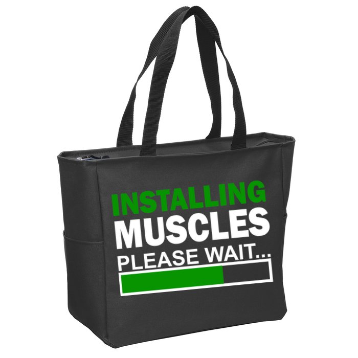 Installing Muscles Please Wait... Zip Tote Bag
