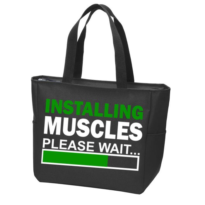 Installing Muscles Please Wait... Zip Tote Bag