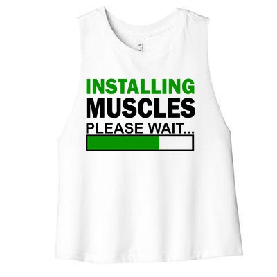 Installing Muscles Please Wait... Women's Racerback Cropped Tank