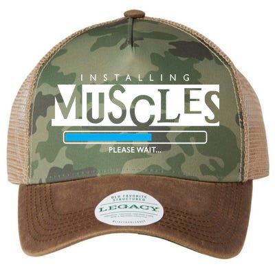 Installing Muscles Please Wait Funny Workout Legacy Tie Dye Trucker Hat