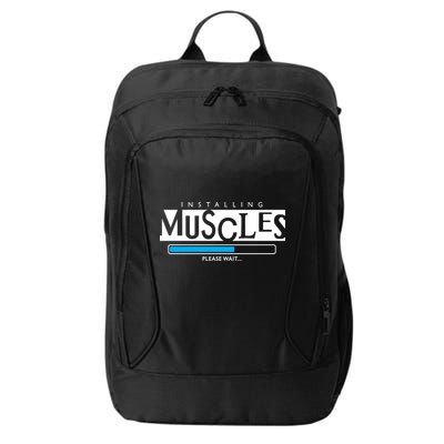 Installing Muscles Please Wait Funny Workout City Backpack