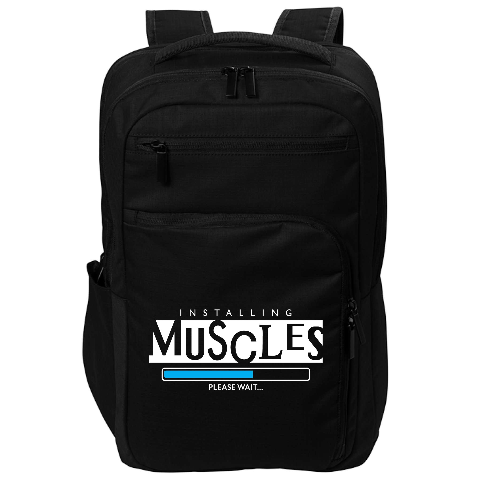 Installing Muscles Please Wait Funny Workout Impact Tech Backpack
