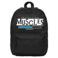 Installing Muscles Please Wait Funny Workout 16 in Basic Backpack