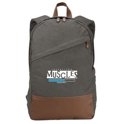Installing Muscles Please Wait Funny Workout Cotton Canvas Backpack
