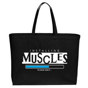 Installing Muscles Please Wait Funny Workout Cotton Canvas Jumbo Tote