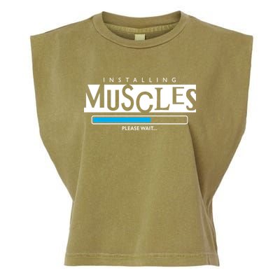 Installing Muscles Please Wait Funny Workout Garment-Dyed Women's Muscle Tee