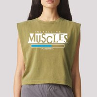 Installing Muscles Please Wait Funny Workout Garment-Dyed Women's Muscle Tee