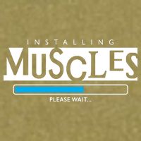 Installing Muscles Please Wait Funny Workout Garment-Dyed Women's Muscle Tee