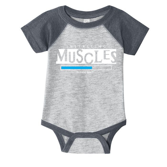 Installing Muscles Please Wait Funny Workout Infant Baby Jersey Bodysuit
