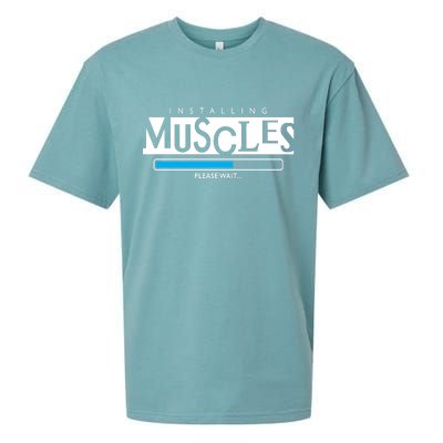 Installing Muscles Please Wait Funny Workout Sueded Cloud Jersey T-Shirt