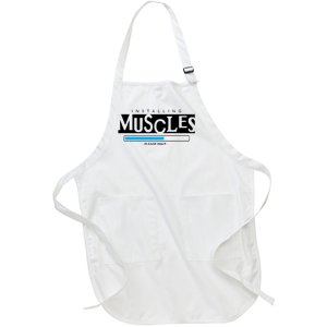 Installing Muscles Please Wait Funny Workout Full-Length Apron With Pockets