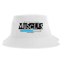 Installing Muscles Please Wait Funny Workout Sustainable Bucket Hat