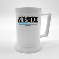 Installing Muscles Please Wait Funny Workout Beer Stein