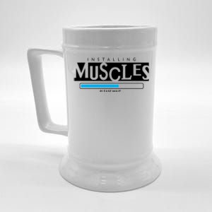 Installing Muscles Please Wait Funny Workout Beer Stein