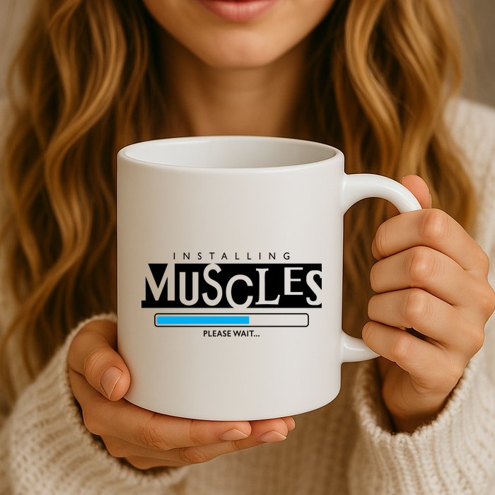 Installing Muscles Please Wait Funny Workout Mug