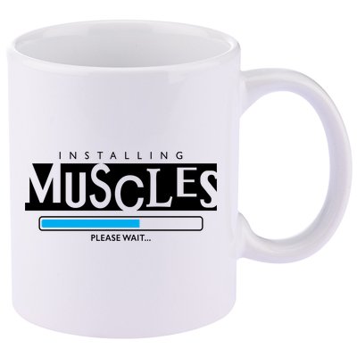 Installing Muscles Please Wait Funny Workout 11oz C Handle Ceramic Mug
