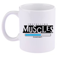 Installing Muscles Please Wait Funny Workout 11oz C Handle Ceramic Mug