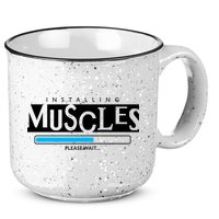 Installing Muscles Please Wait Funny Workout 15oz Campfire Ceramic Mug