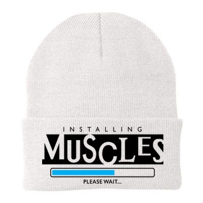 Installing Muscles Please Wait Funny Workout Beanie