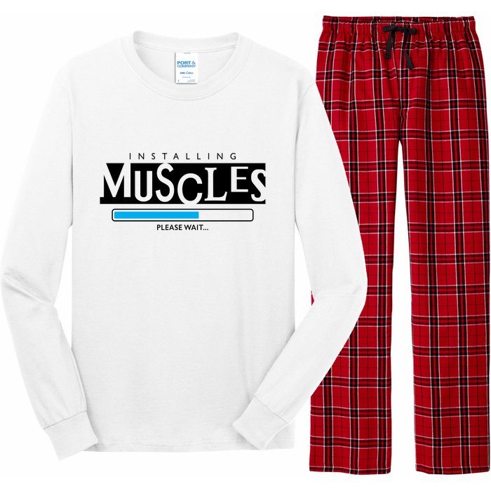 Installing Muscles Please Wait Funny Workout Long Sleeve Pajama Set