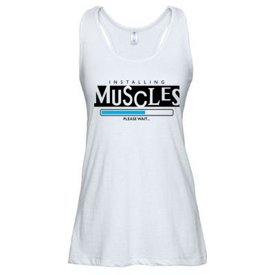 Installing Muscles Please Wait Funny Workout Ladies Essential Flowy Tank