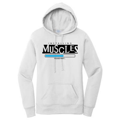 Installing Muscles Please Wait Funny Workout Women's Pullover Hoodie