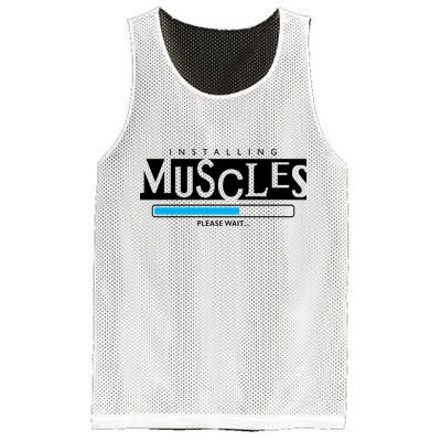 Installing Muscles Please Wait Funny Workout Mesh Reversible Basketball Jersey Tank