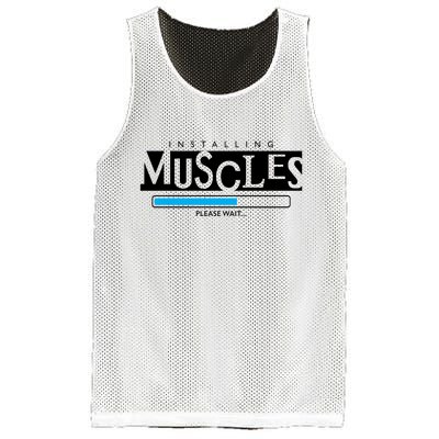 Installing Muscles Please Wait Funny Workout Mesh Reversible Basketball Jersey Tank