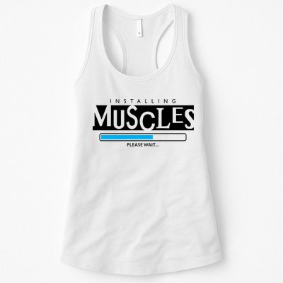 Installing Muscles Please Wait Funny Workout Womens Tank Top