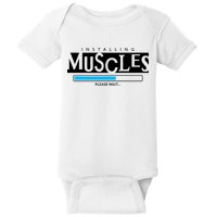 Installing Muscles Please Wait Funny Workout Baby Bodysuit