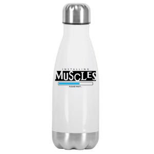 Installing Muscles Please Wait Funny Workout Stainless Steel Insulated Water Bottle