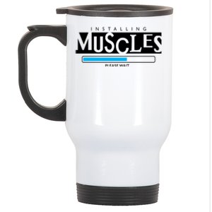 Installing Muscles Please Wait Funny Workout Stainless Steel Travel Mug